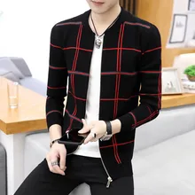 Men Sweater Cardigan Zipper Striped 2019 New Arrival Autumn And Winter Thin Slim Male Knitted Coat Student Korean Style M18