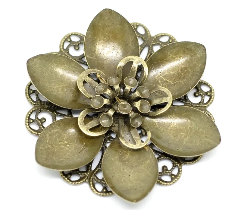 

Free shipping-10PCs Antique Bronze Filigree Flower Wraps Connectors Embellishments Crafts Gift Decoration DIY 4.5x4.2cm J0629