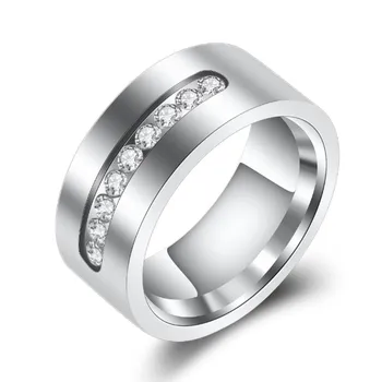 

2020 Hot European and American unisex stainless steel ring Crystal from Swarovskis Inlaid zircon fashion jewelry wholesale