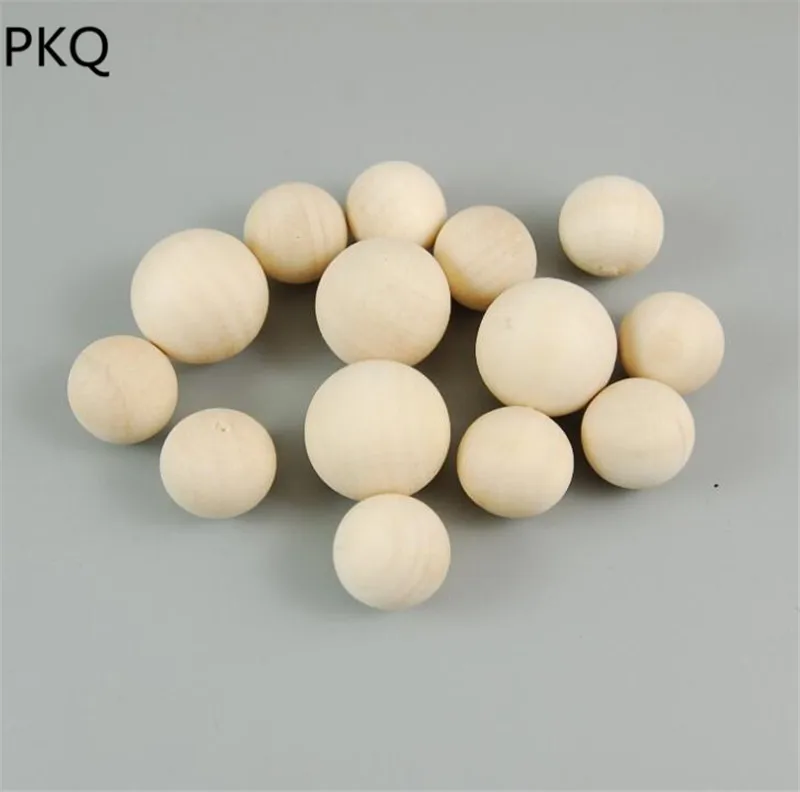 

14mm-50mm Natural Wooden Beads Round No Hole Wood Painted DIY Ball Jewelry carving beads
