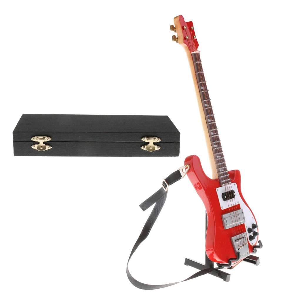 1/6 Wooden Electric Bass Model Musical Miniature for Action Figures