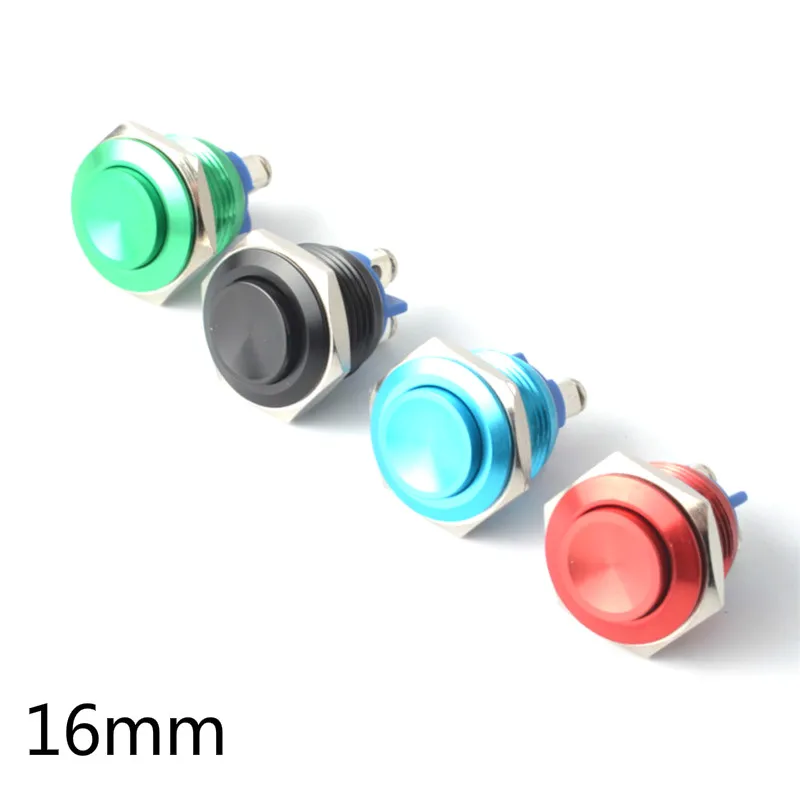 

1PC 16mm Waterproof Self-Recovery Metal Oxidation Push Button Switch Multi Colors Reset High Head Car Engine PC Power Button