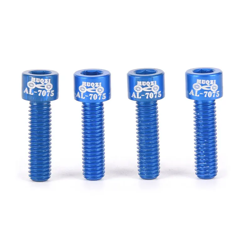 BLUE 4 шт./пакет велосипедный вынос руля винт M5x17mm болт из алюминиевого сплава с фиксированным Шестерни - Цвет: BLUE
