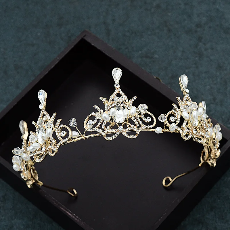Барокко золото Bling Тиара с кристаллами для невесты короны принцесса пышный Выпускной горный хрусталь Тиара Свадебный ободок тиары головной убор
