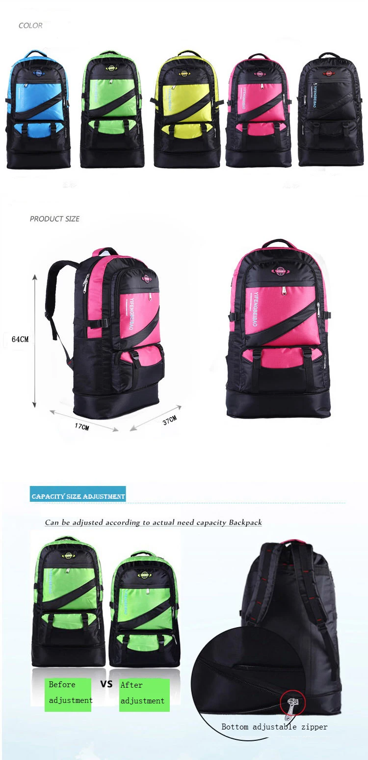 Senkeystyle, большой объем, 60 л, регулируемый водонепроницаемый нейлоновый женский и мужской рюкзак для путешествий, Подростковая сумка для ноутбука, Студенческая школьная сумка