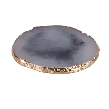 

ETEREAUTY Resin Nail Art Painting Gel Palette Fashion Golden Edge Polish Agate Mix Stir Gem Plate Manicure Accessory Tool Gift