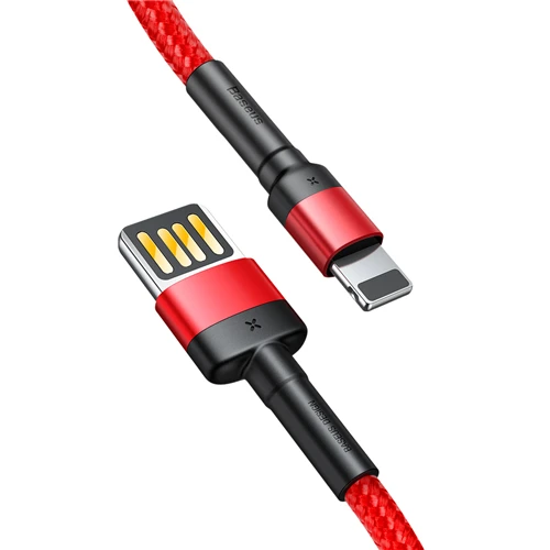 Baseus, USB кабель для iPhone 11, XR, XS, Max, 8, 7 Plus, USB кабель для зарядного устройства, 2.4A, быстрая зарядка, Реверсивный USB кабель, кабель для синхронизации данных, провод - Цвет: Красный