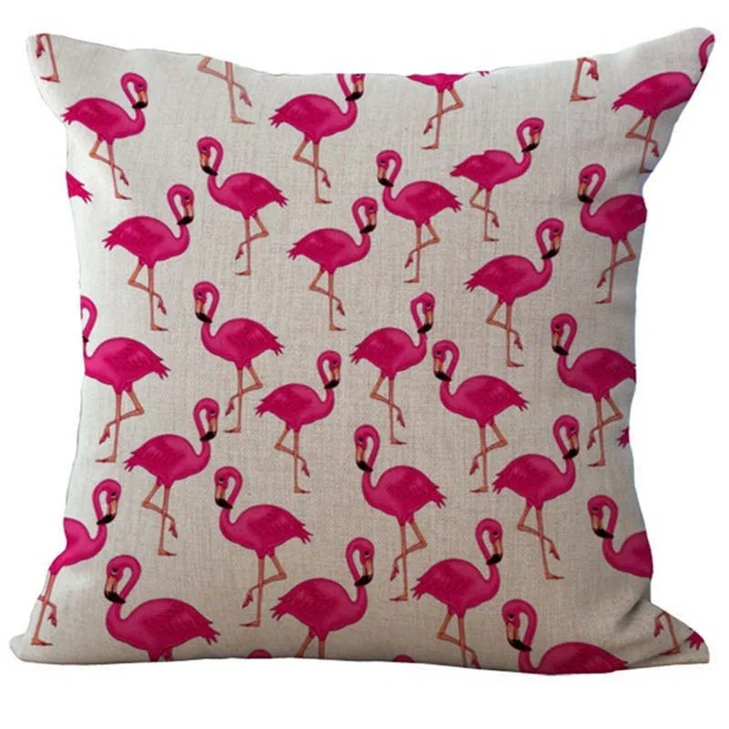 Фламинго, тропический монстера, хлопок, лен, декоративная подушка, наволочка, для автомобиля, украшение дома, дивана, декоративная наволочка, 40158