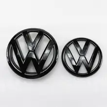 Gloss preto 135mm frente grill emblema + 110mm tronco traseiro tampa emblema logotipo do carro apto para vw volkswagen golf mk6 2009 2010 2011 2012