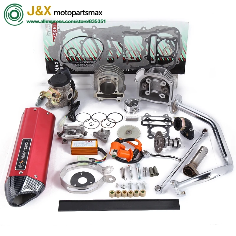 GY6 50 80 upgrade 100 cc 137QMA QMB139 4 тактный комплект цилиндров головка гоночного выхлопного