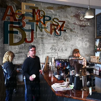 

Wholesale Vintage Letter Murals 3d Wall Mural for Bar Living Room TV Sofa Background 8DPhoto Mural 3d Wall Fresco