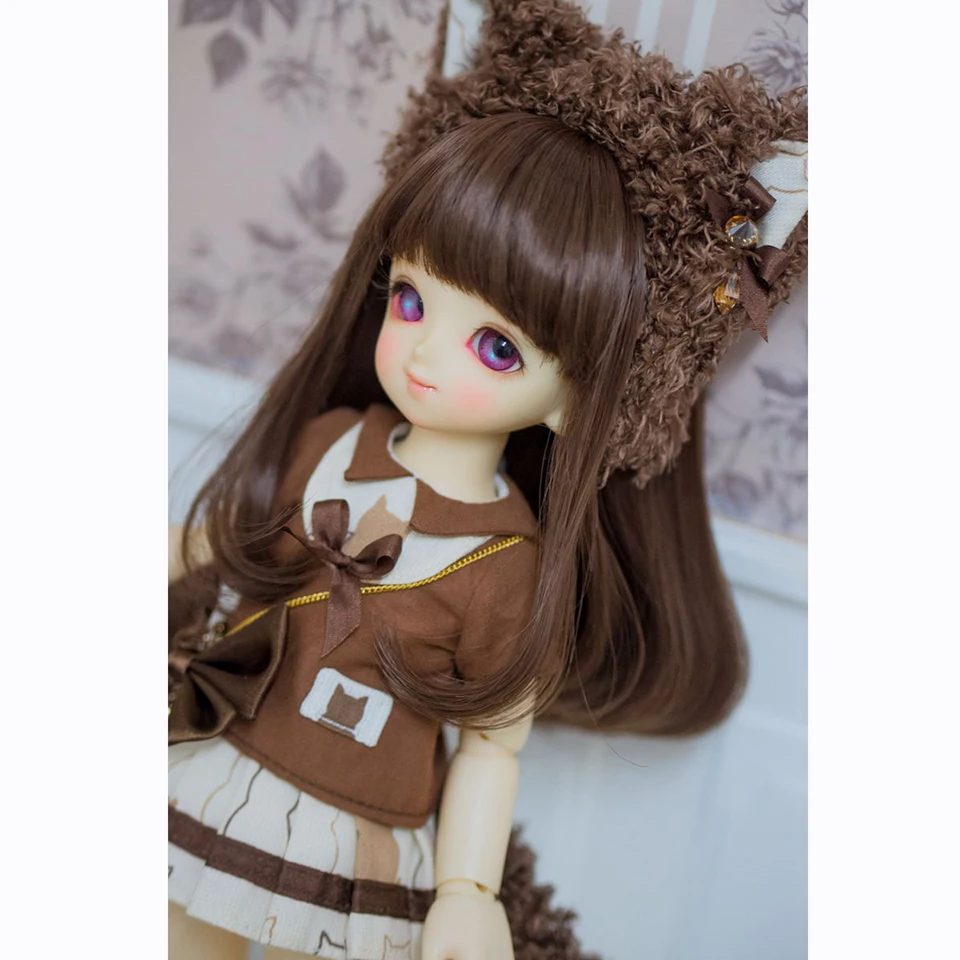 Bybrana 1/3 1/4 длинные прямые девушка каштановые волосы BJD парик для кукол