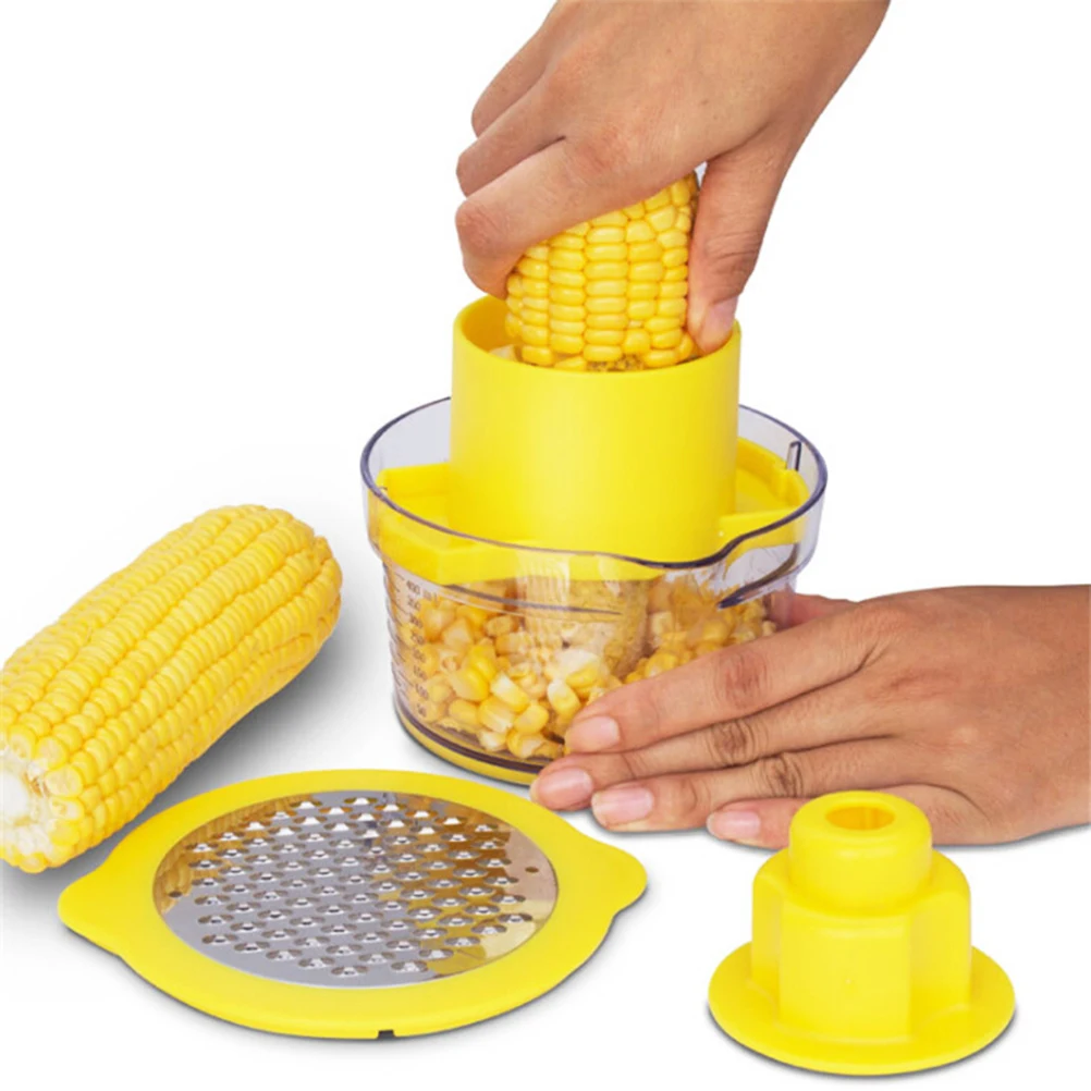 

Kitchen Corn Stripper Stainless Steel Corn Stripping Tool Corn Slicer Ginger Grater Multi-Function Kitchen Gadgets (Yellow)