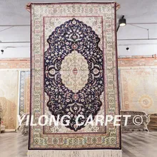 YILONG 3'x5' ручной работы Шелковый коврик гобелен, ковер ручной работы Синий Шелковый ковер украшения дома(LH849B3x5