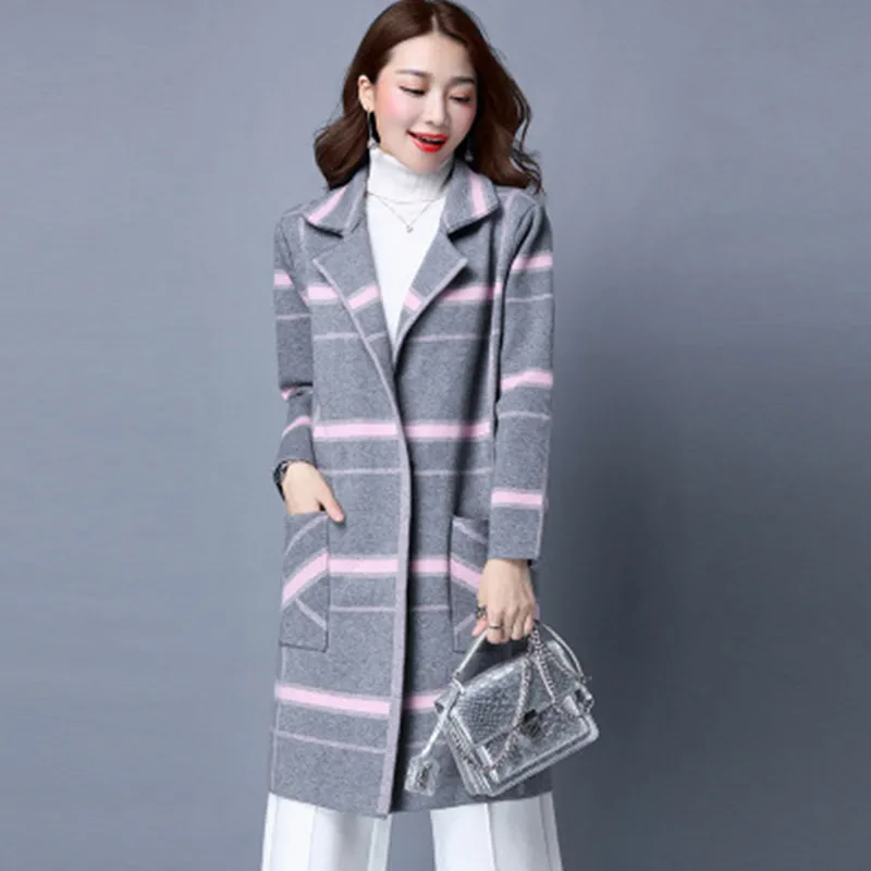2018 New Autumn Winter Long Sleeve Knitted Plaid Cardigans Female Tricot Tops High Quality Long Cardigan Women Sweater Outwear 2018 New Autumn Winter Long Sleeve Knitted Plaid Cardigans Female Tricot Tops High Quality Long Cardigan Women Sweater Outwear
