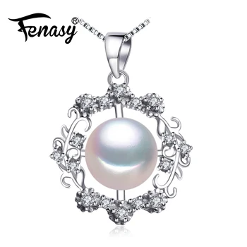 

FENASY Pearl Jewelry New Custom 925 Sterling Silver Flower Pendant Genuine Natural Freshwater Pearl Necklaces For Women