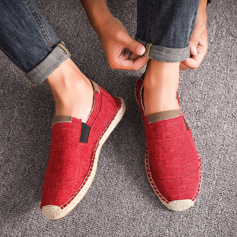JINBEILEE Men's Solid Color Walking Shoes Comfortable Breathable Lightweight Sweat-absorbent Casual Linen Shoes Men