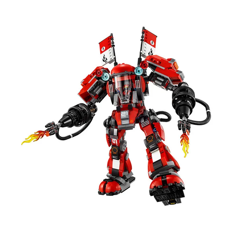 

980pcs Diy Movie Series Ninjagoes Fire Mech Battle Huge Robots Model Building Compatible With Legoingly Bricks Toys For Children