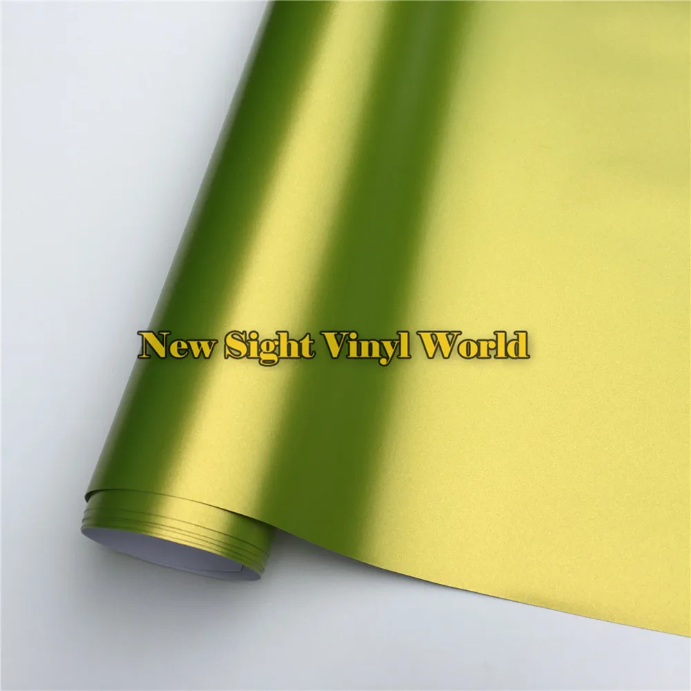 - Best Quality Lemon Green Matte Satin Metallic Vinyl Wrap Film Roll Air Bubble Free Car Wrapping Foil Decal