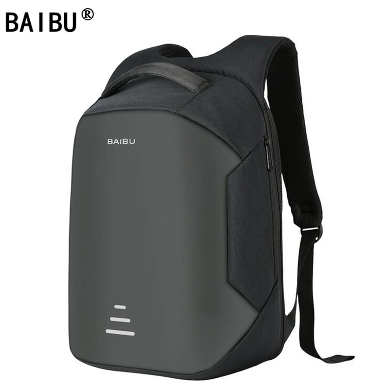 BAIBU جديد الظهر الرجال USB تهمة محمول مضاد للسرقة الأزياء تصميم على ظهره عارضة Mochila عارضة السفر حقيبة للذكور