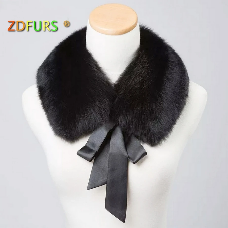 Koop ZDFURS * real fox bontkraag uitlaat bont sjaal voor winter vos bontkraag voor wollen jas Jas decoratie mooie kraag voor meisje
