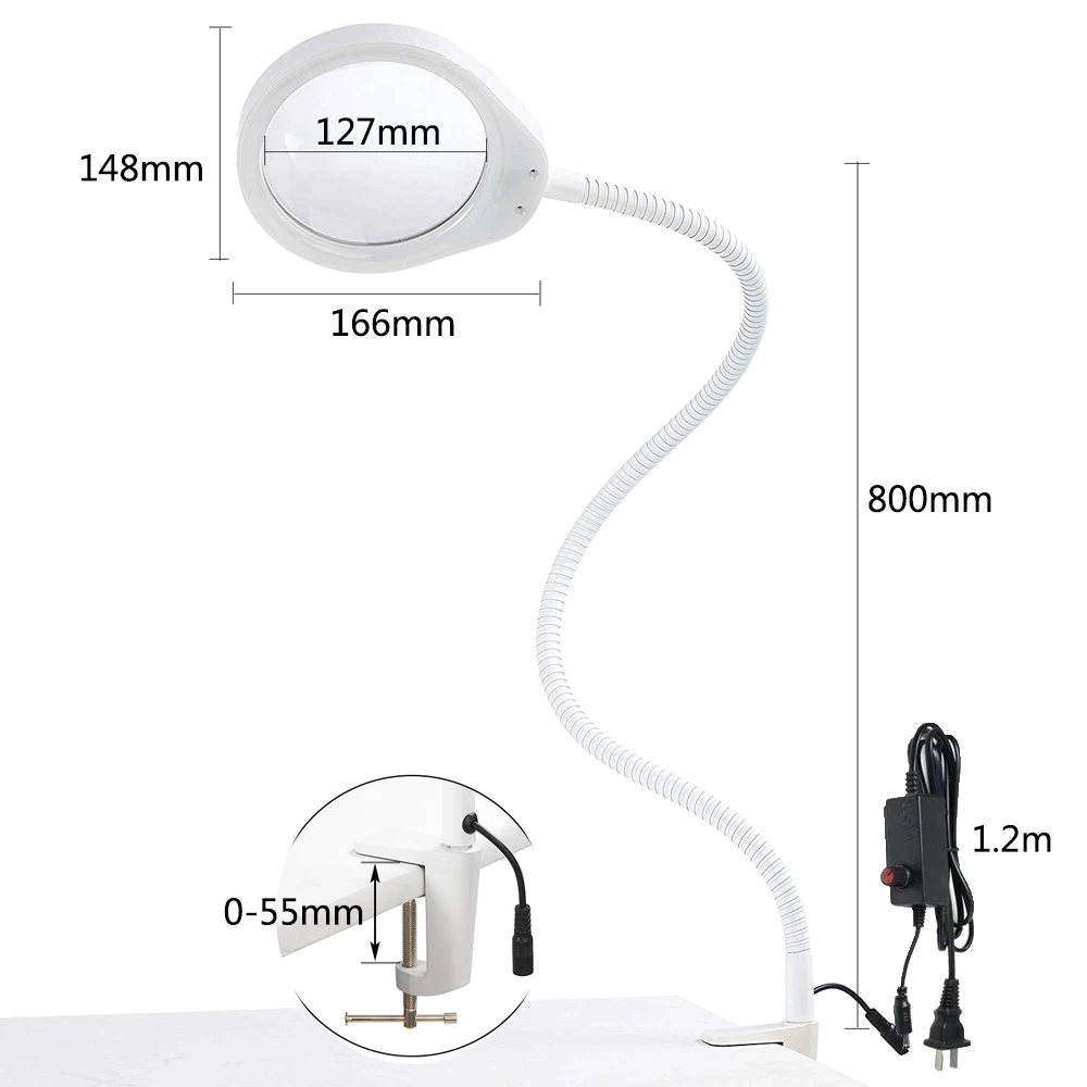  5X 8X 10X Flex Gooseneck Arm Loupe Magnifying Glass Lens Versatile 2 in 1 Lighted Magnifier Desk La - 33019031180