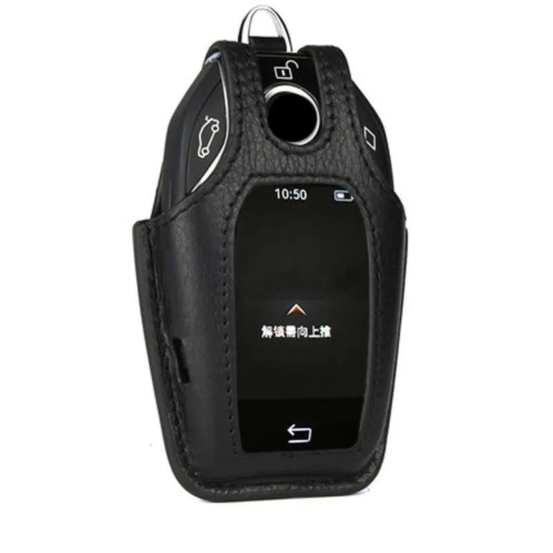 

Genuine Leather Car Key Case Cover Key Shell Remote Key Protective For Bmw 2017 7 Series 730Li 740Li 750 Display Key