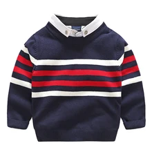 

2018 Brand Newest Children Sweater Cardigan Boys Turn-down Collar Striped Knitwear Sweater Children Top Coat Bobo Choses