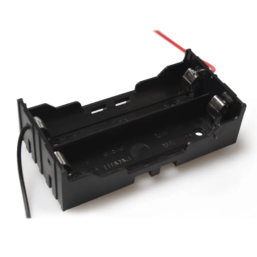 

1PCS Plastic DIY 18650 Lithium Battery Box Two Sections In Parallel For 2 x 18650 Box Holder Black With Wire Lead