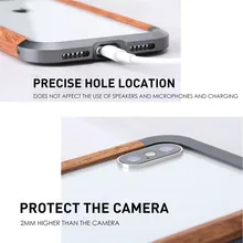 R-just de lujo de aluminio Retro + marco de madera a prueba de golpes para iPhone X de Apple XS XR 11 Pro MAX Metal de protección de troncos funda de teléfono parachoques