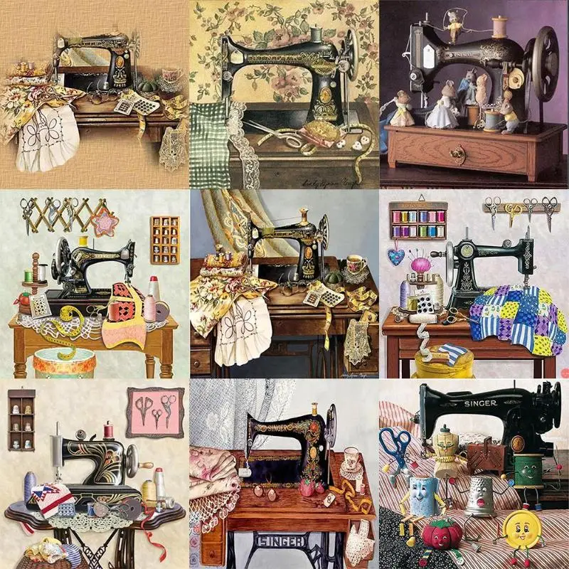 

Full Round Drill 5D DIY Diamond Painting Sewing Machine Embroidery Mosaic Kits Cross Stitch 5D Home Decor gift