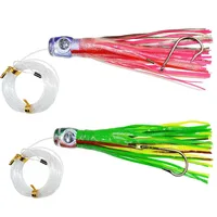  5 pcs mix colors Big Game Fishing lure Tournament Resin Head and Skirt Trolling Marlin Lures with hook 8 INCH 95g