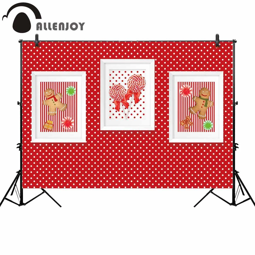Allenjoy photography photophone background Christmas gingerbread cookie exchange party frame dot backdrop photocall photobooth |