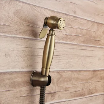 

With 7/8*7/8*1/2 adapter 3-way diverter Antique copper brass hand held toilet bidet spray shattaf sprayer toilet shower jet set
