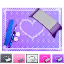 Художественный коврик для ногтей в форме сердца, силиконовый держатель для рук, подушка, кружевной цветок, Настольный коврик для рук, складной Маникюрный Инструмент для ногтей