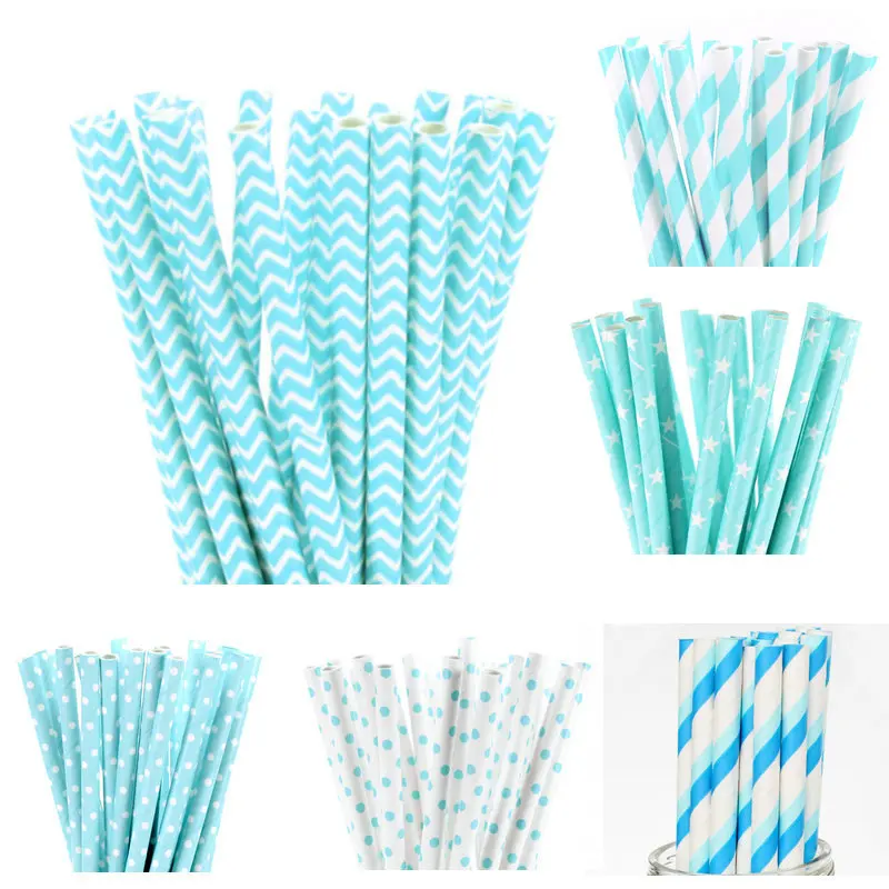 Buy 25pcs/lot Light Blue Paper Straws for Kids