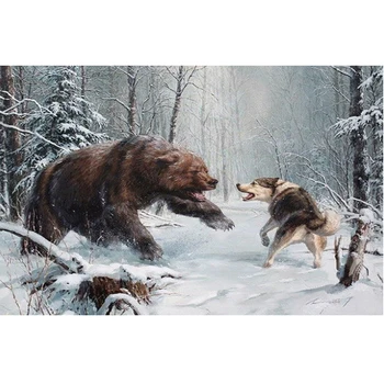 

5D DIY Diamond Painting Wolf&Bear Mosaic Cross Stitch Full Round Drill Diamond Embroidery Sticker Decor Paintings Animals