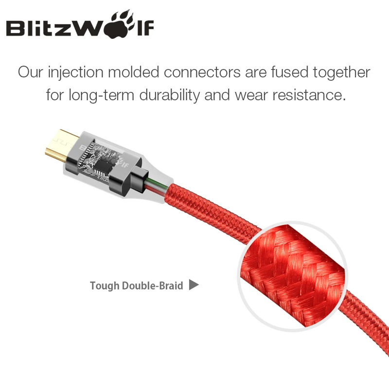 Micro USB кабель BlitzWolf Android для передачи данных 2.4A мобильный телефон зарядного