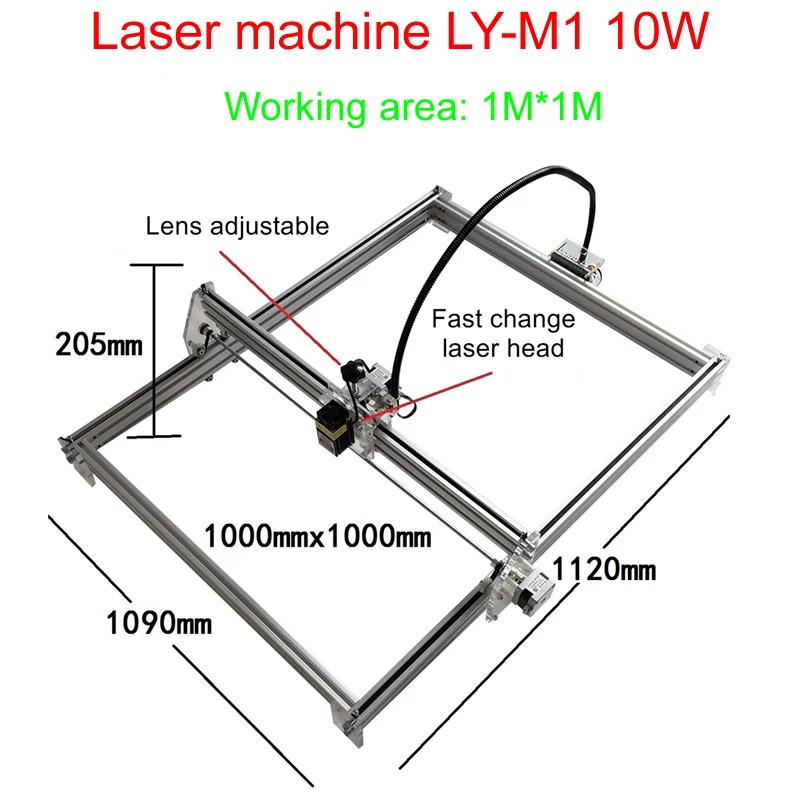 10W laser cutting machine LY-M1 CNC Laser engraving 1m*1m working area printing | Инструменты
