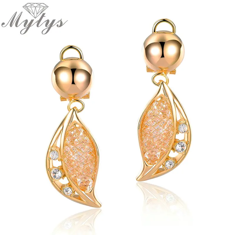 

Mytys Brand New Design Unique Wire Mesh Net Filled Crystal Sparkling Drop Earring for Women Party Daily Wear Jewelry Gift CE321