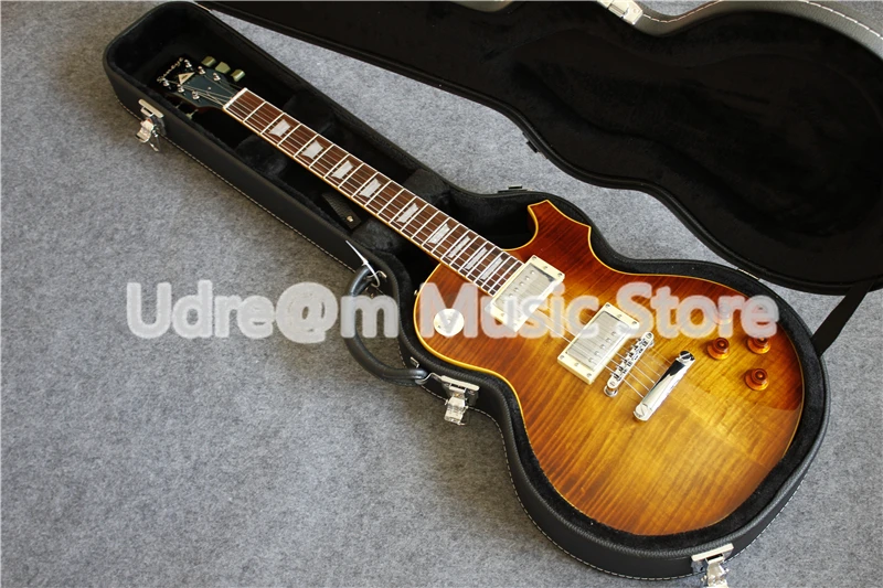 

Hot Sale Tiger Grain Glossy Finish Suneye LP Standard Style Guitarra Electric With Pearl Inlay Rosewood Fretboard