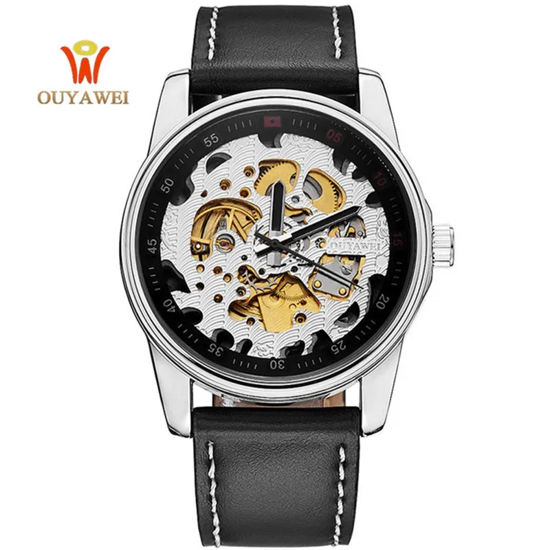 

2019 New Luxury Brand Men Watches Automatic Mechanical Wristwatch Gold Skeleton Casual Clock Man's clock Reloj Hombre OUYAWEI