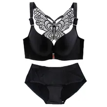 Комплект с бюстгальтером размера плюс с застежкой спереди 50 48 46 44 42 C D E чашка сексуальный бесшовный бюстгальтер пуш-ап с бабочкой и трусики комплект нижнего белья женский комплект
