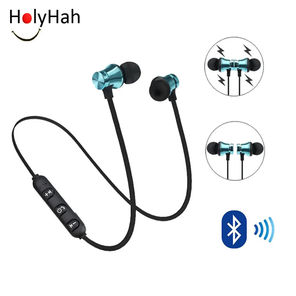 Беспроводные спортивные bluetooth наушники с шейным ремешком и микрофоном для