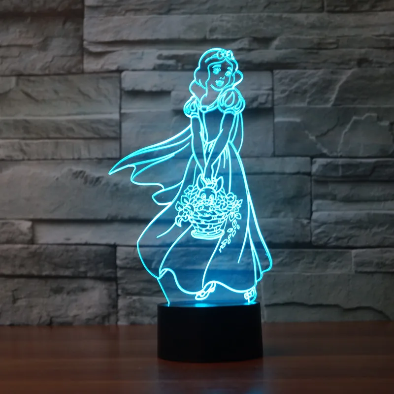 

new snow white 3D light colorful touch LED visual light gift atmosphere table 3243