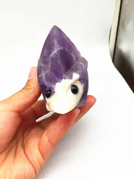 

395 g natural quartz crystal amethyst carved hedgehog Christmas gift home decoration A1