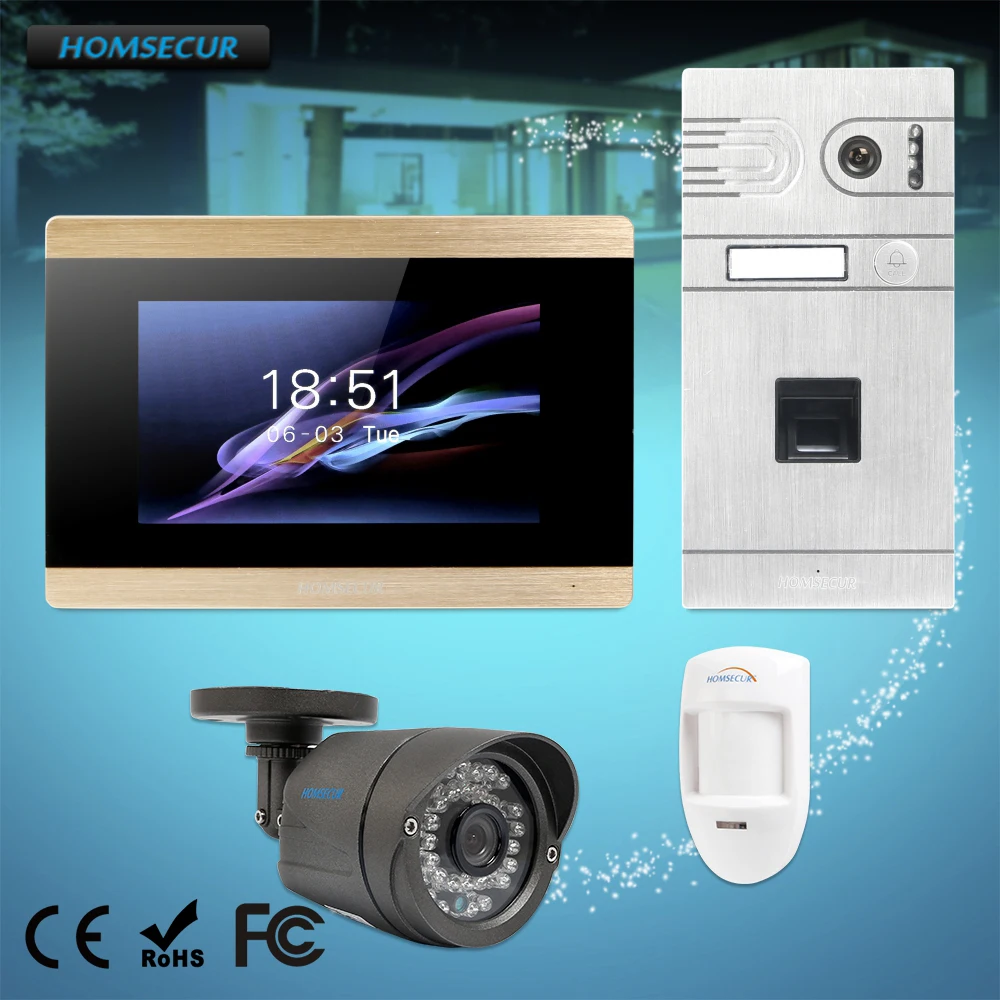 

HOMSECUR 7" Touch Screen Video Door Phone Intercom System Outdoor Monitoring CCTV Camera BC061-S+BM715-G