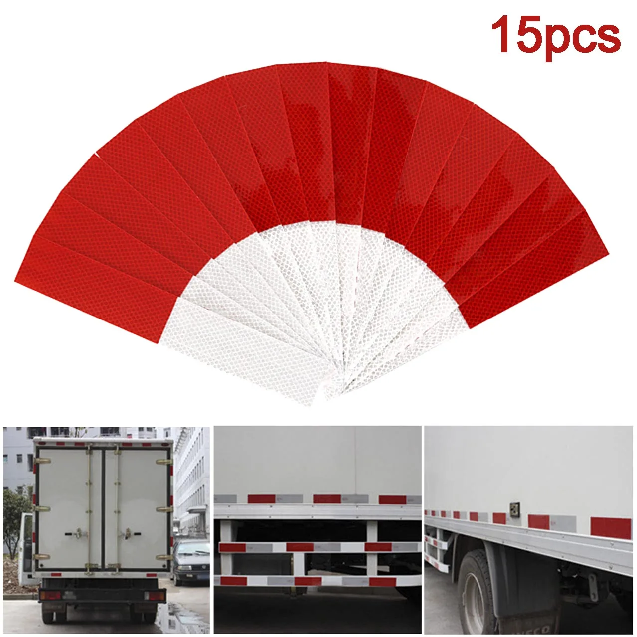 

15pcs Red/White High Reflective Tape 14x4cm Safety Conspicuity Caution Warning Stickers For Trailers Motorcycle Cars Mailboxes