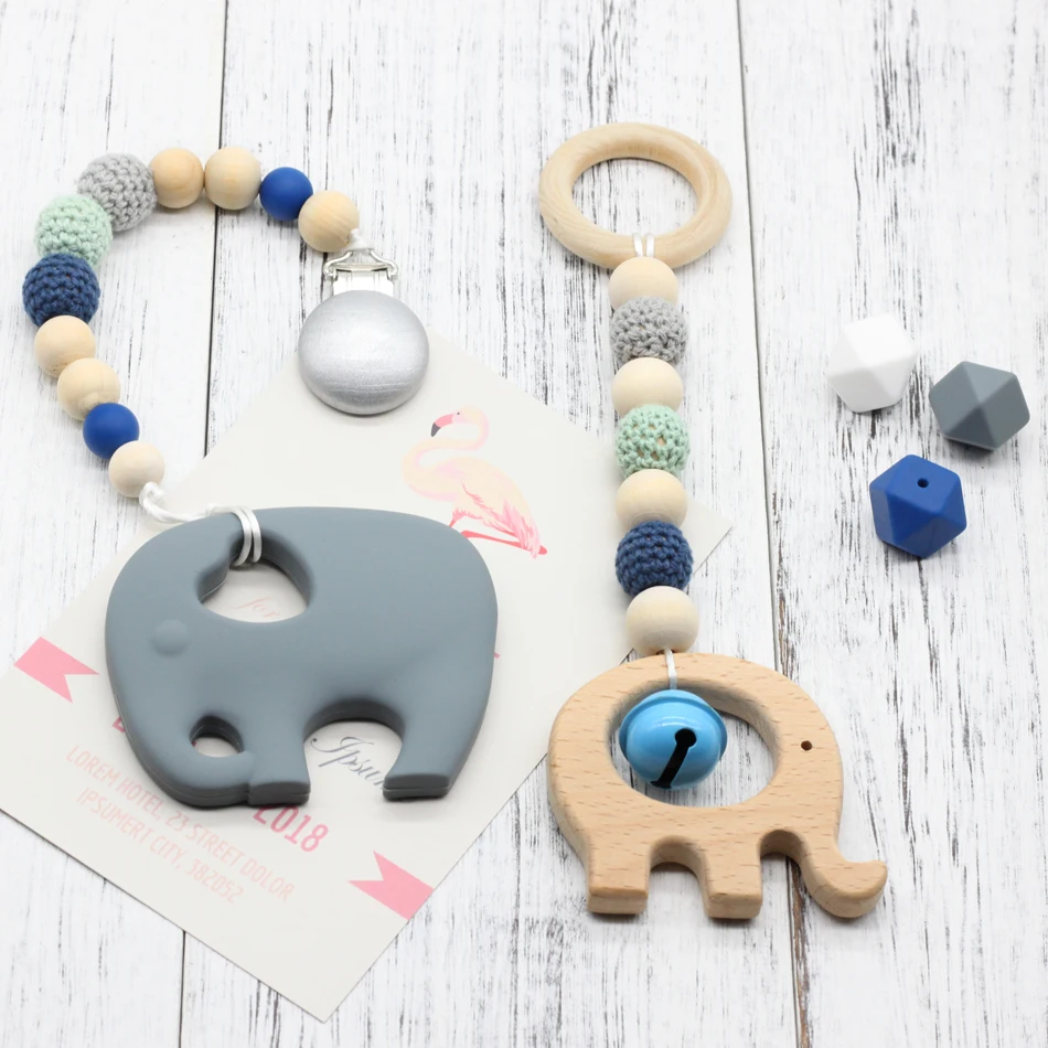 

2pcs Wood Baby Play Gym Can Chew Beech Baby Teething Beads Silicone Shower Gift Bed Toys Child Teether Baby Rattles