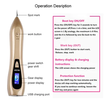9/6 level LCD Laser Plasma Pen Mole Removal pen Freckle Dark Spot Remover tattoo for face Remove skin tags removal Beauty Care   3